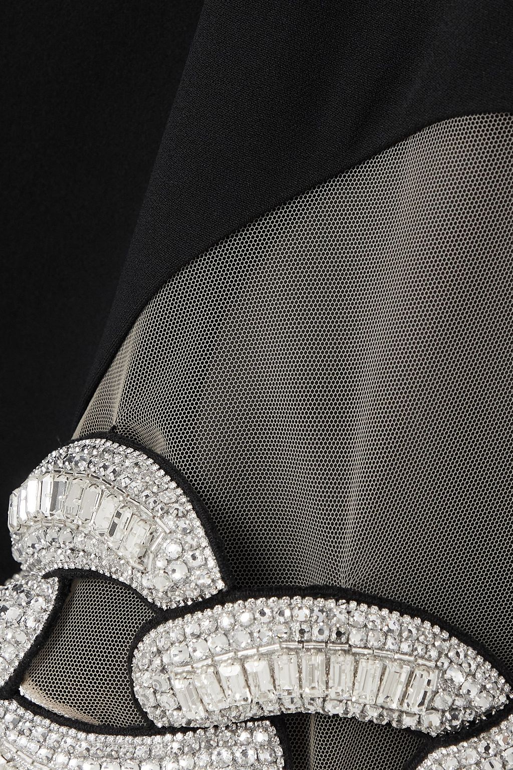 DAVID KOMA Crystal-embellished mesh-trimmed stretch-cady mini dress