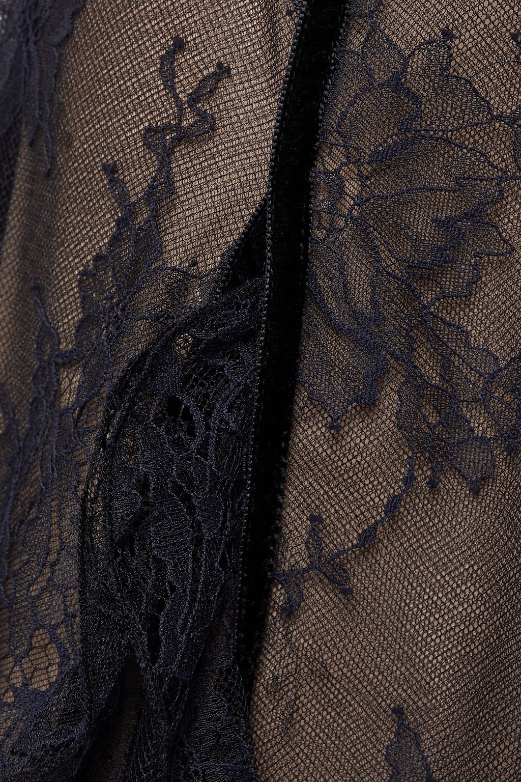 COSTARELLOS Rosaline strapless velvet-trimmed ruffled lace gown