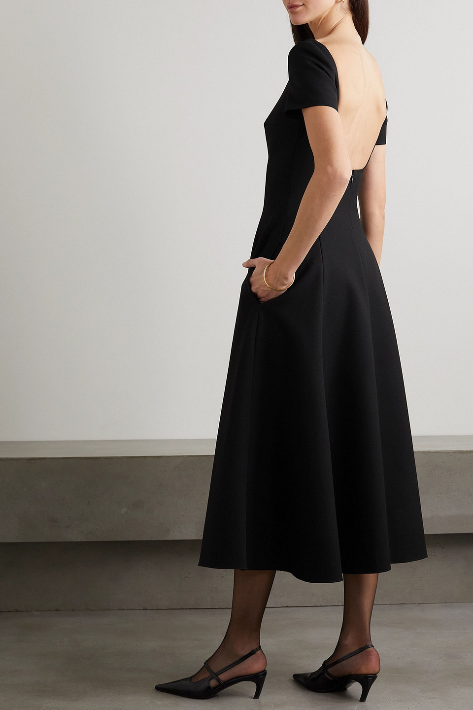 EMILIA WICKSTEAD MARIELLE OPEN-BACK STRETCH-CREPE MIDI DRESS