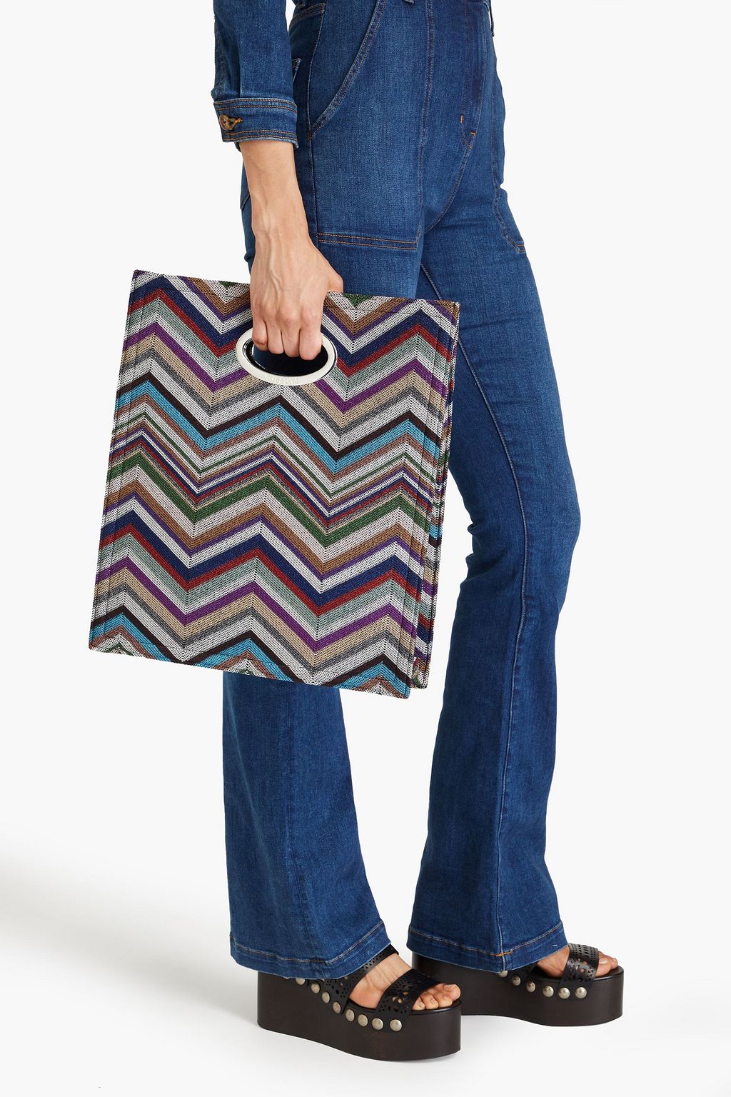 MISSONI حقيبة توت من مزيج الصوف بلون معدني