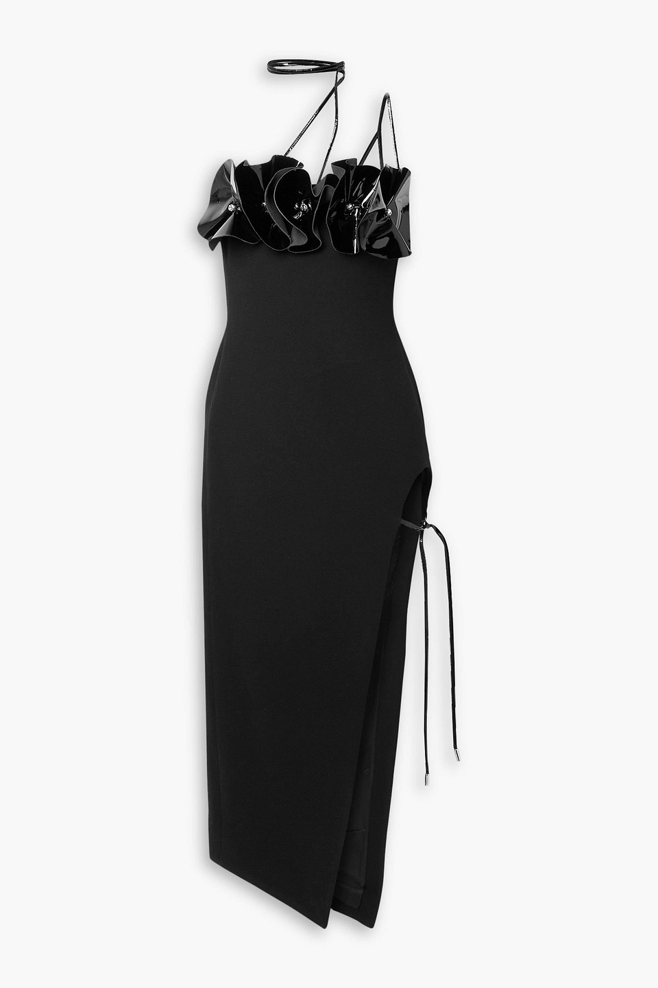 David Koma Asymmetrical Open-leg Midi Dress In Black