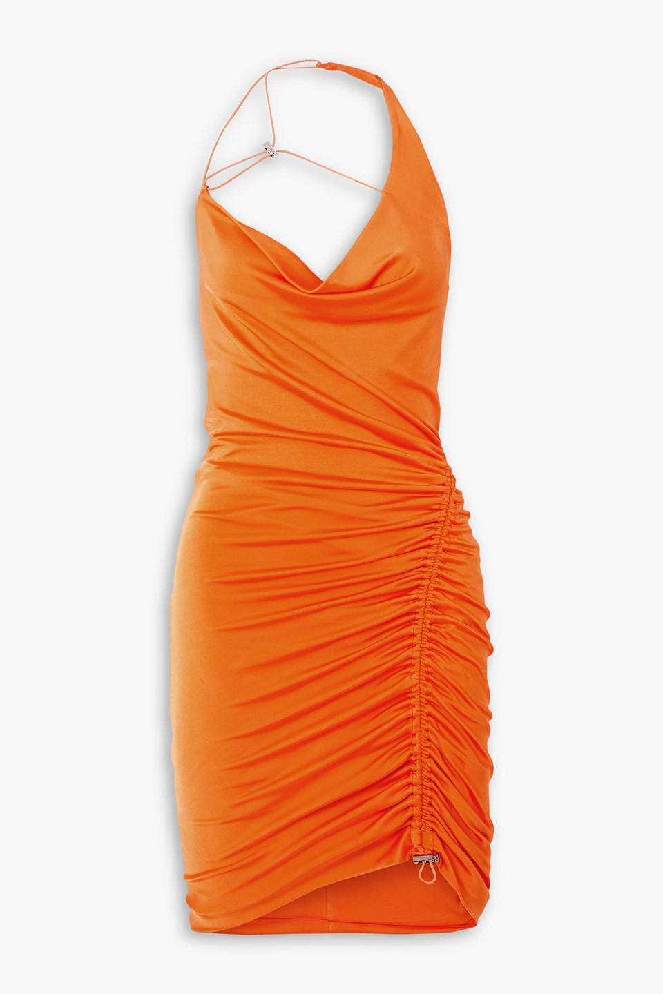 Et Ochs Arya One-shoulder Ruched Satin-jersey Mini Dress In Bright Orange