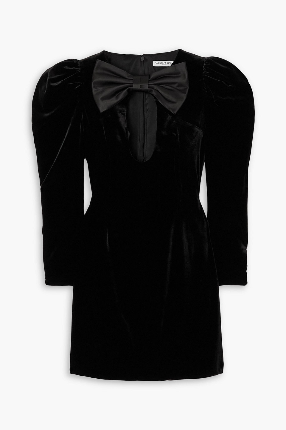 Alessandra Rich Velvet Dow Duchesse Dress With Padded Shoulders In Black