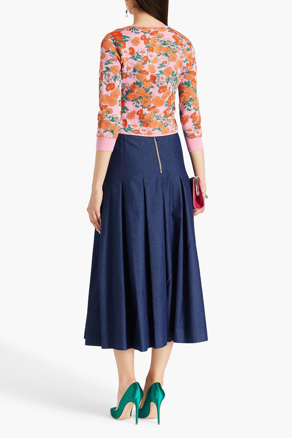 CAROLINA HERRERA كارديغان قصير من نسيج الجاكار ومزيج الحرير