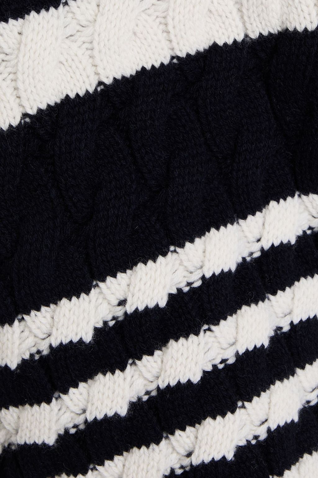 MAISON KITSUNÉ كنزة رياضية فضفاضة من مزيج الكشمير والصوف محبوكة بحبكة مجدولة ومخططة