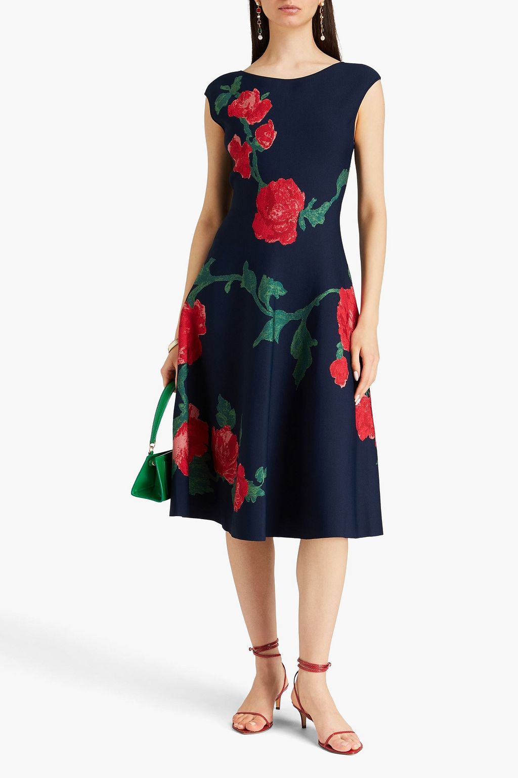 CAROLINA HERRERA فستان متوسط الطول من نسيج بحبكة جاكار