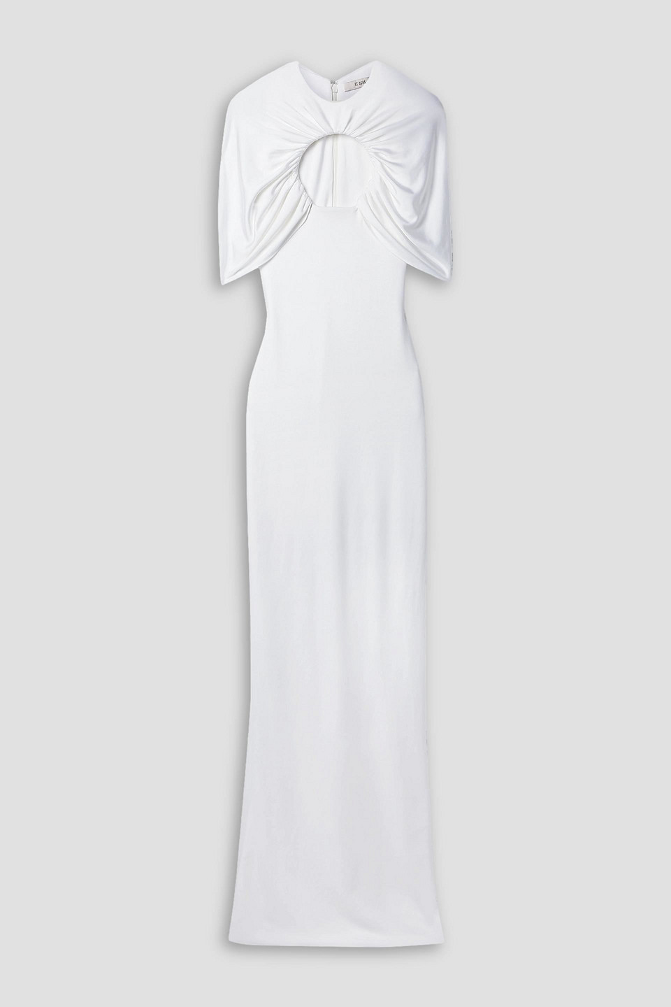Et Ochs Cape-effect Cutout Ruched Stretch-jersey Gown In White