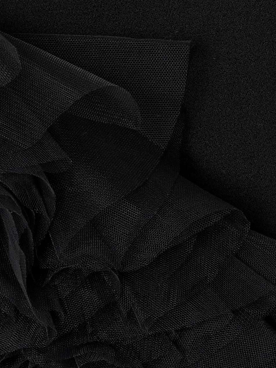 asymmetric tulle-trimmed wool-crepe mini dress