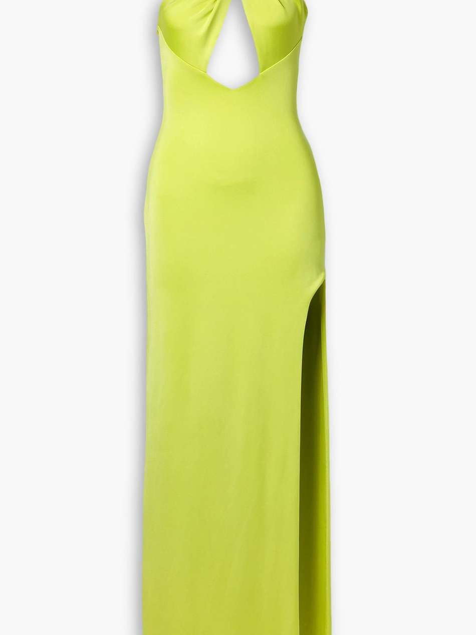 one-shoulder cutout stretch-jersey gown