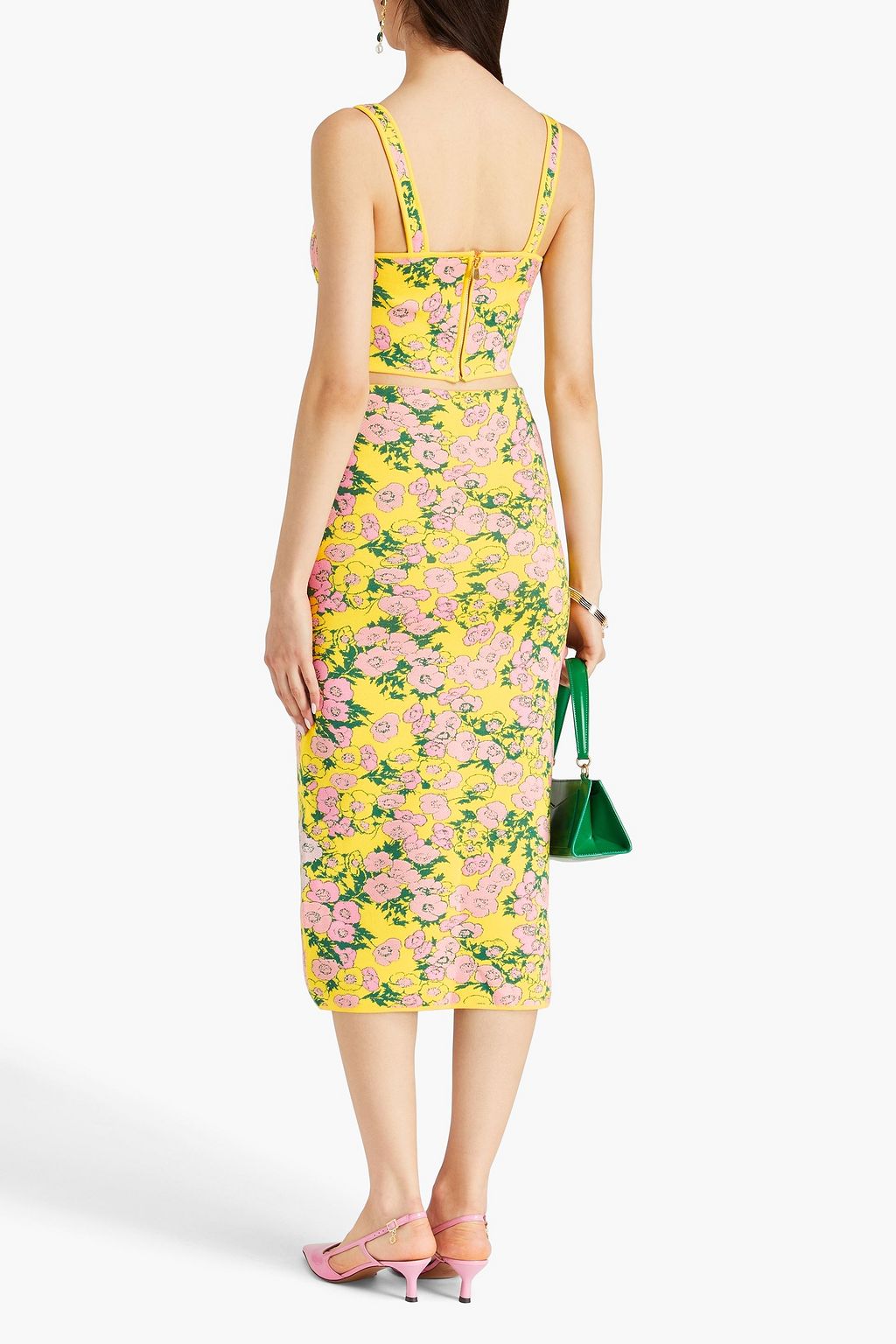CAROLINA HERRERA 자카드 니트 미디 스커트