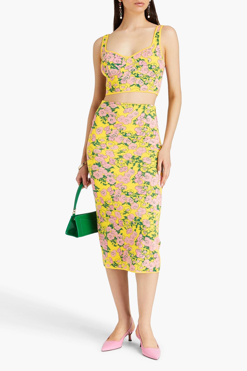 CAROLINA HERRERA 자카드 니트 미디 스커트