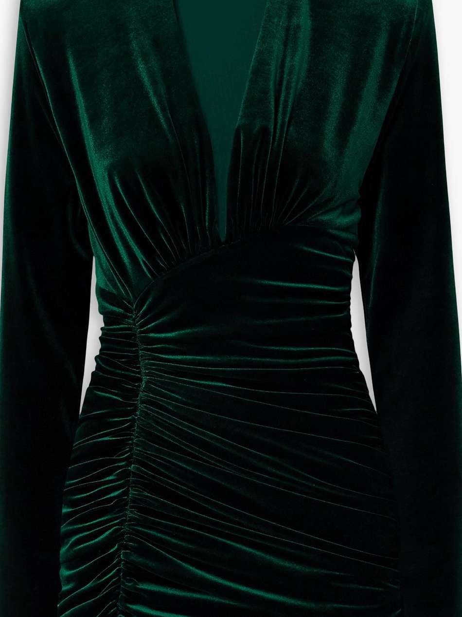 ruched stretch-velvet mini dress