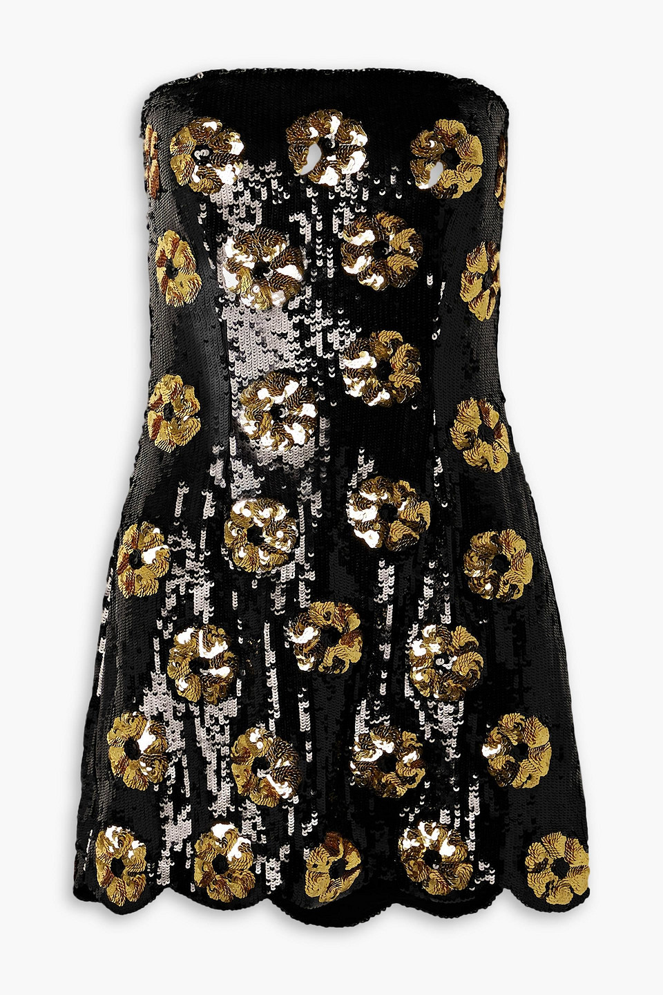 Brandon Maxwell Strapless Sequined Crepe Mini Dress In Black