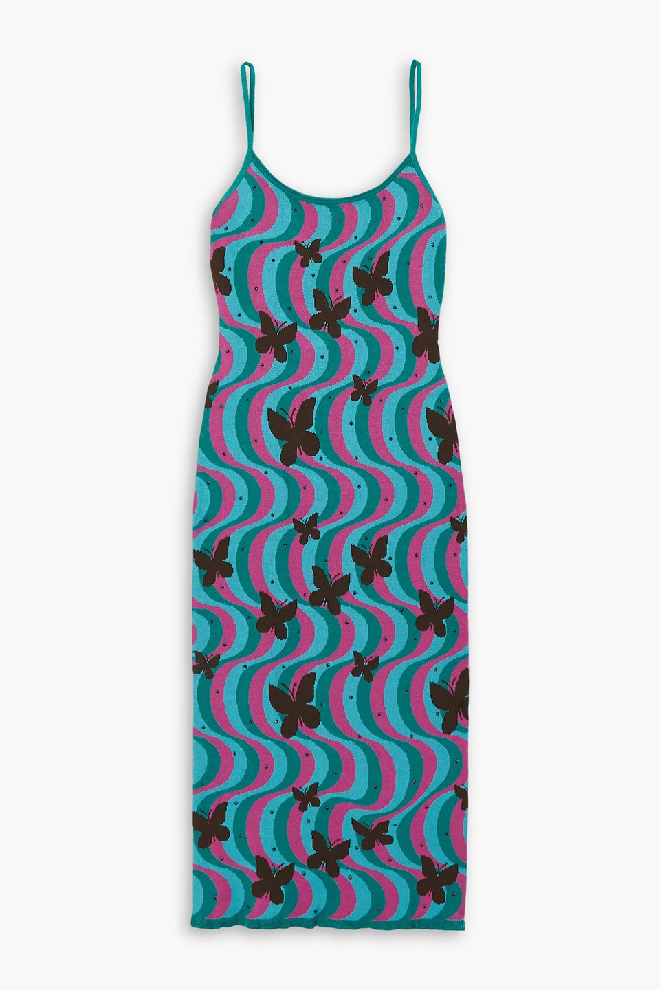 Alessandra Rich Jacquard Knit Midi Dress In Türkis