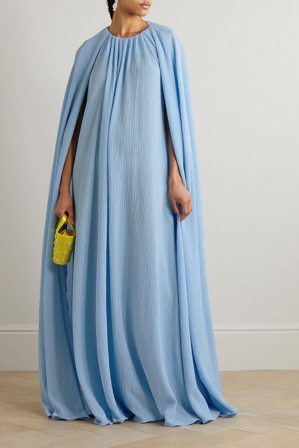 EMILIA WICKSTEAD シアサッカー ケープ風ロングドレス