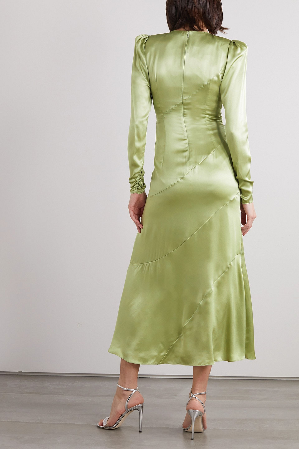 Alessandra Rich Embellished Silk Gown In Hellgrün