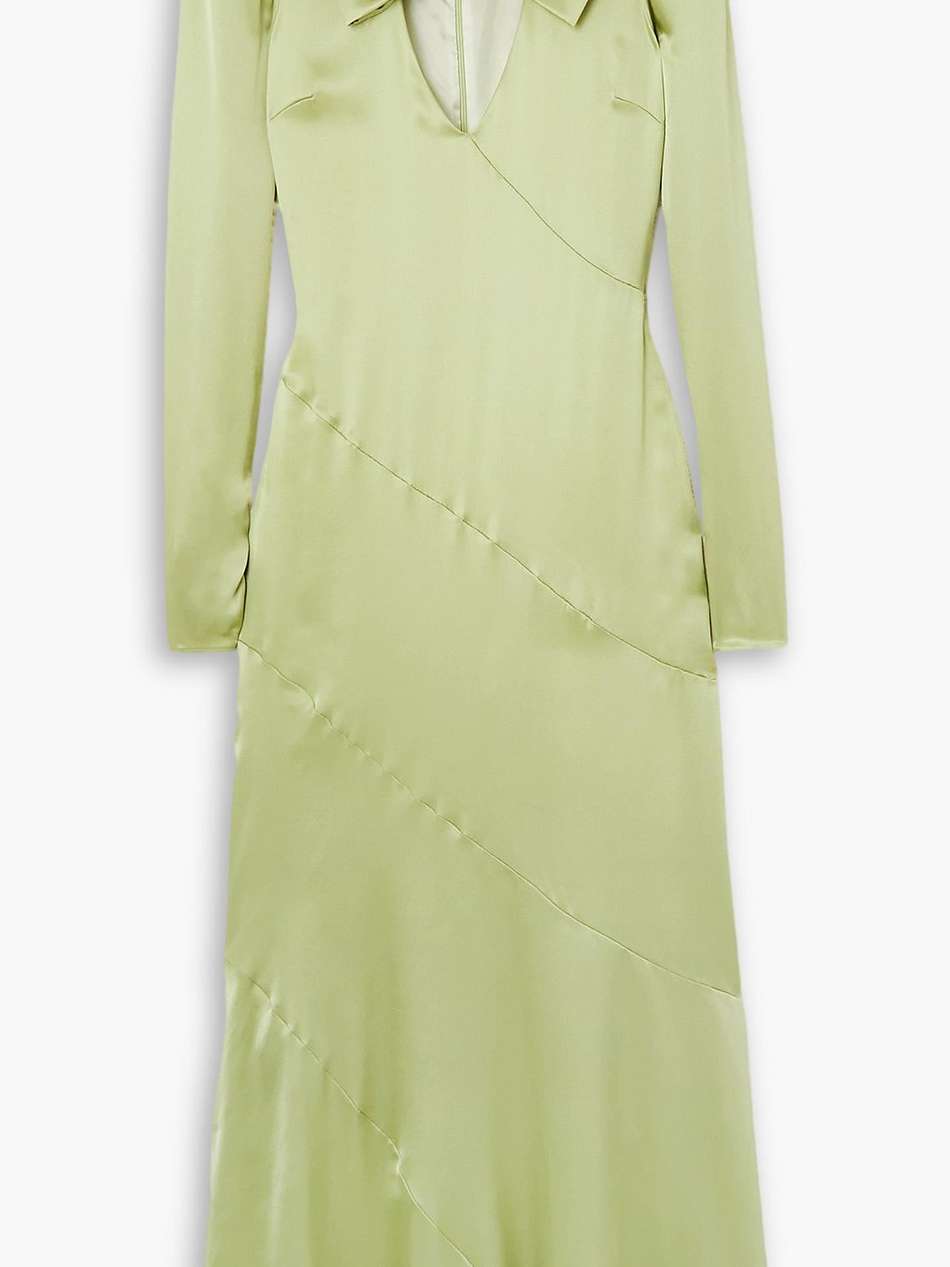 bow-detailed silk-satin midi dress