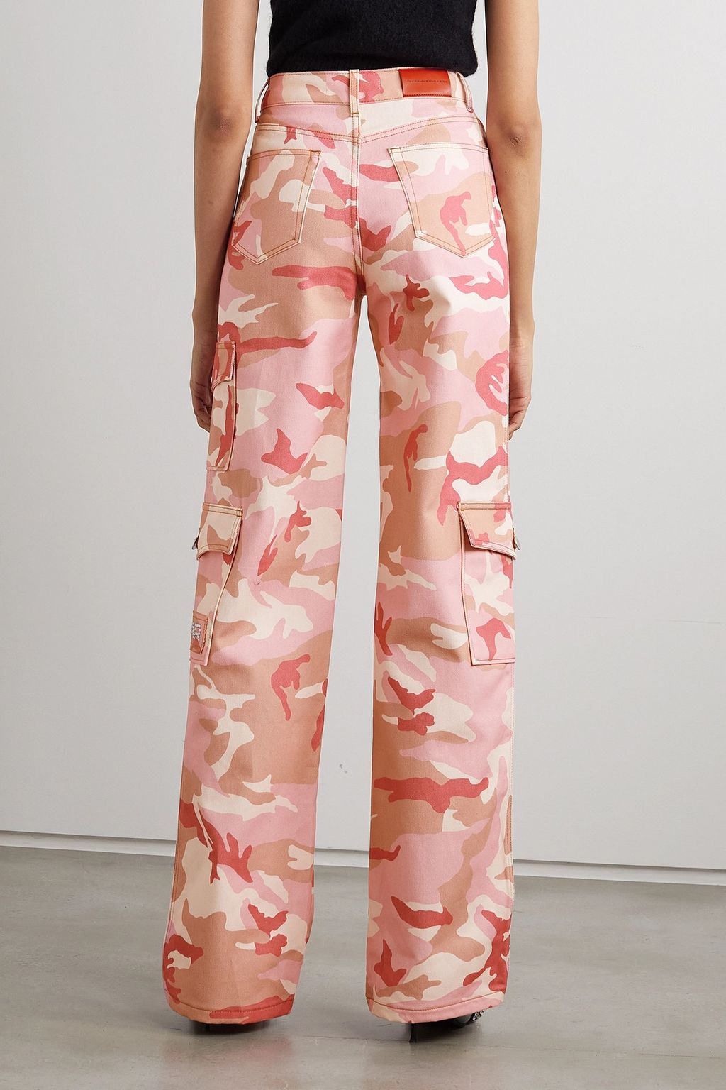ALESSANDRA RICH Camouflage-print cotton-gabardine straight-leg cargo pants