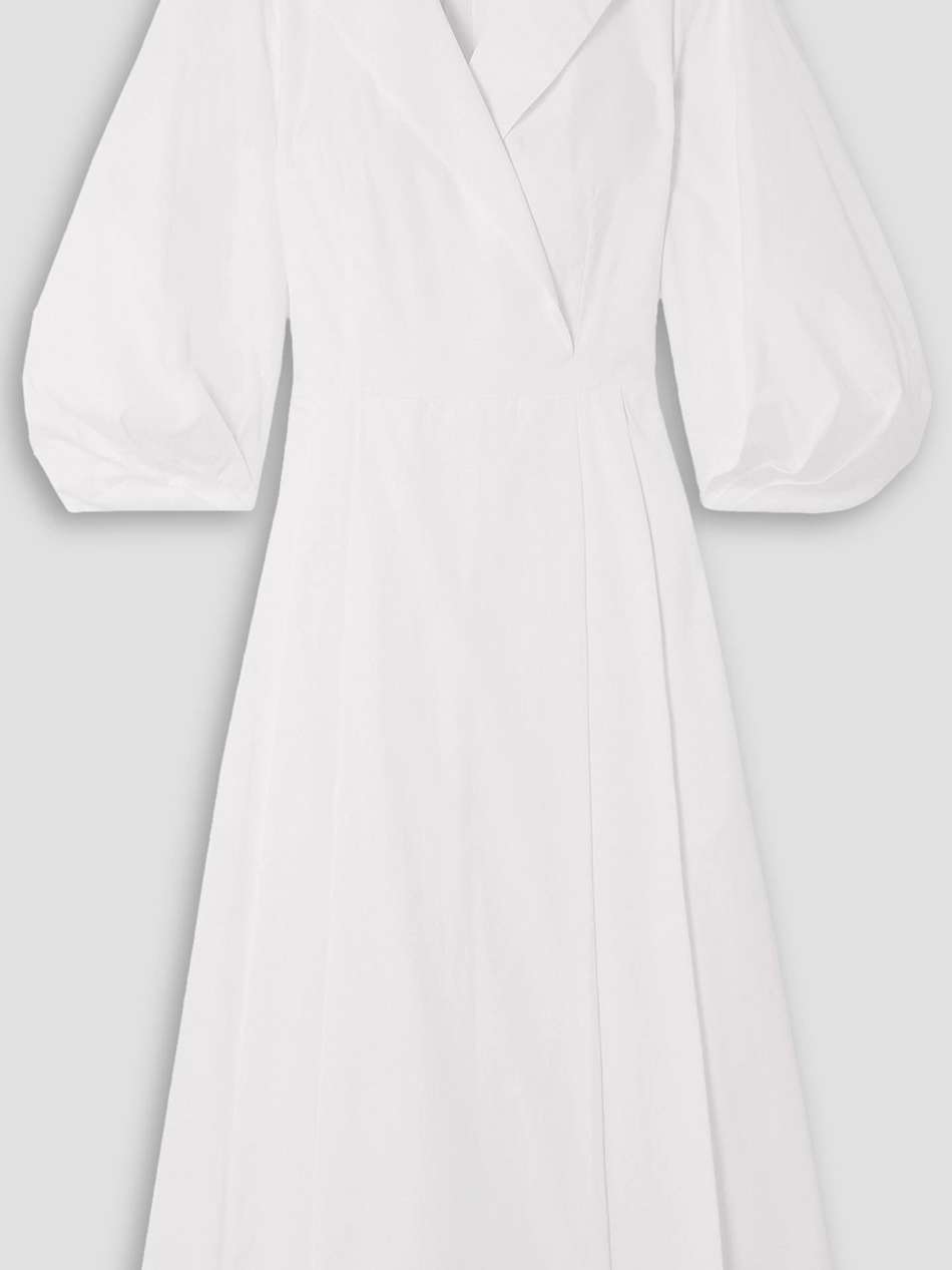 brittany wrap-effect pleated cotton-poplin midi dress