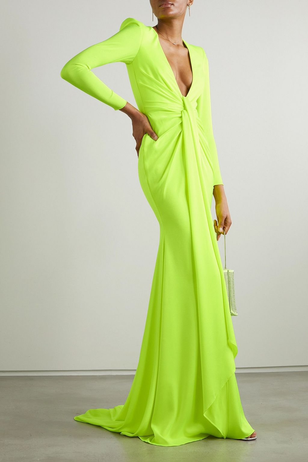 ALEX PERRY Quinn tie-front satin-crepe gown