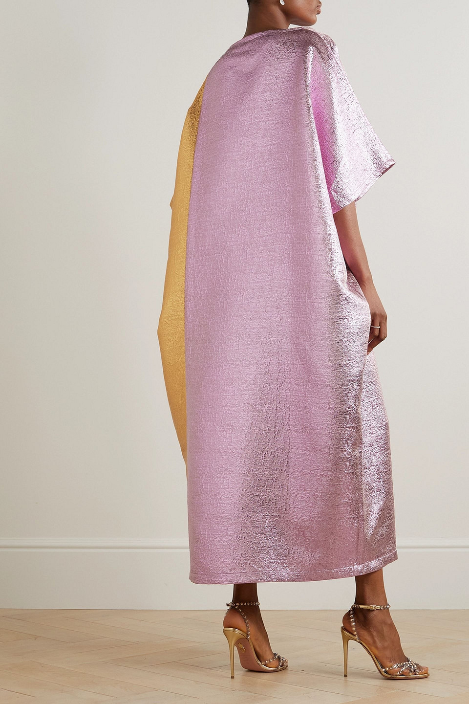 Dima Ayad Belted Two-tone Brocade Gown In Fliederfarben