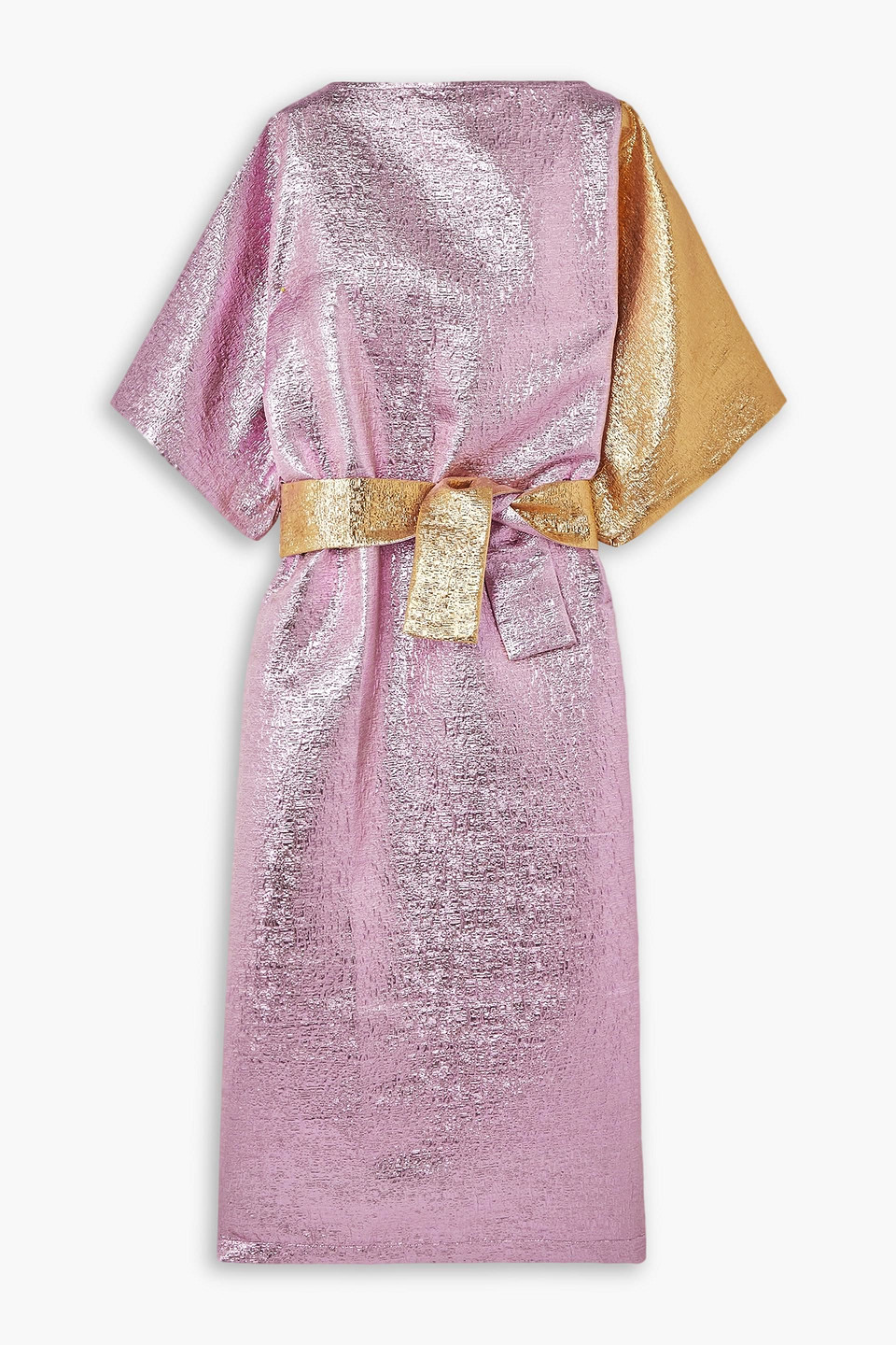 Dima Ayad Belted Two-tone Brocade Gown In Fliederfarben