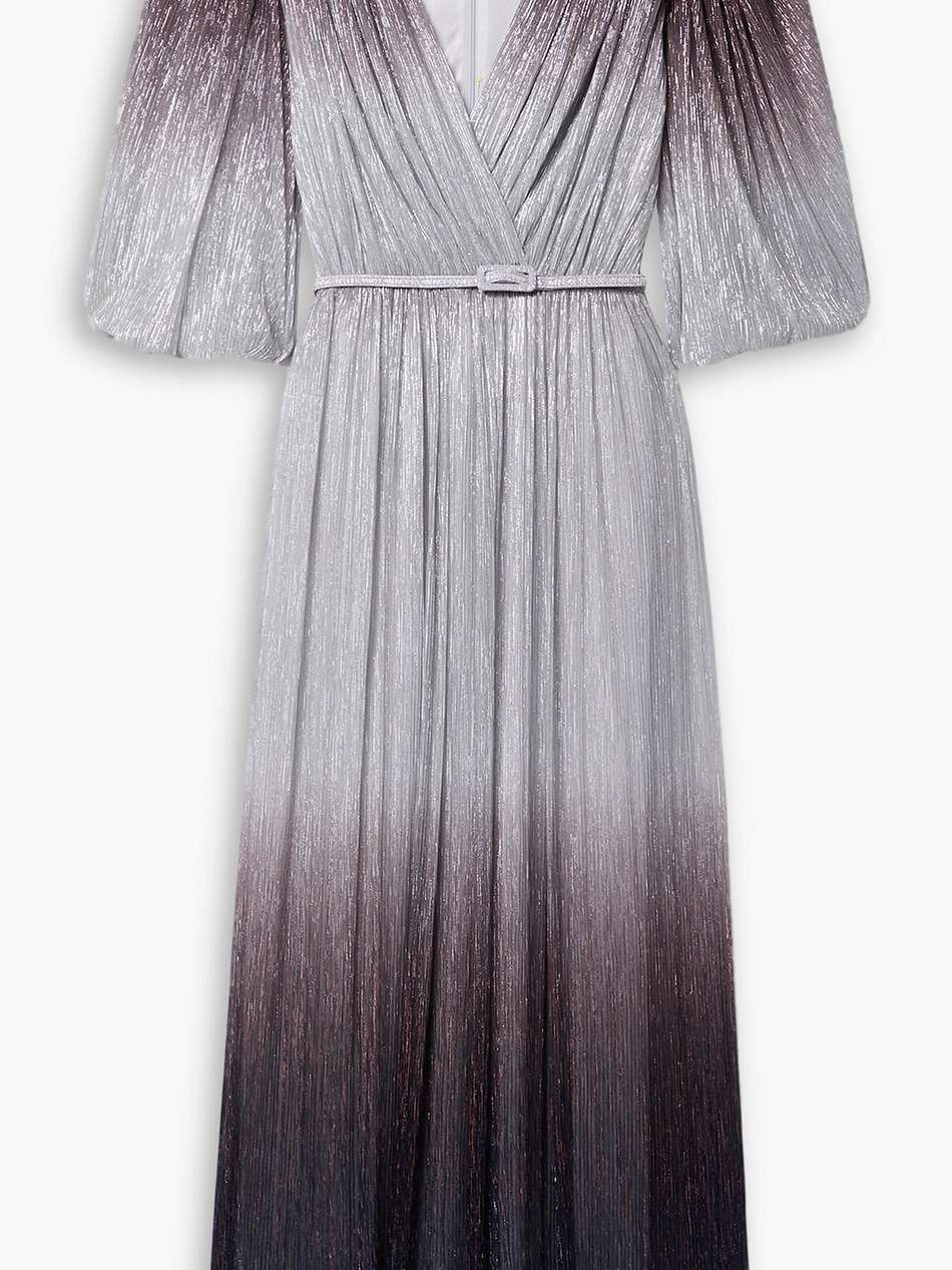 mercier belted plissé-lamé midi dress