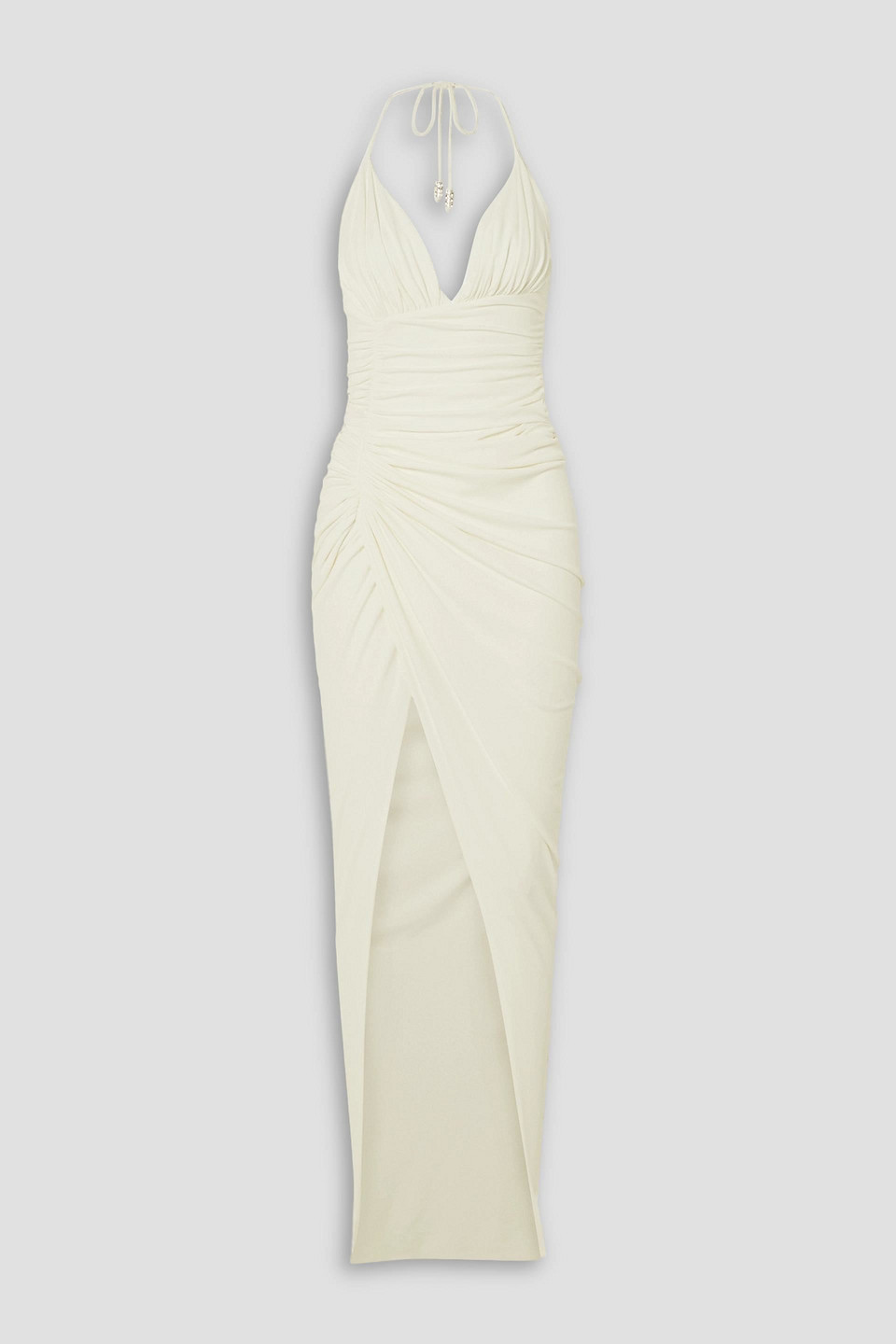 Alexandre Vauthier Neckholder-robe Aus Stretch-jersey Mit Raffungen In Elfenbein