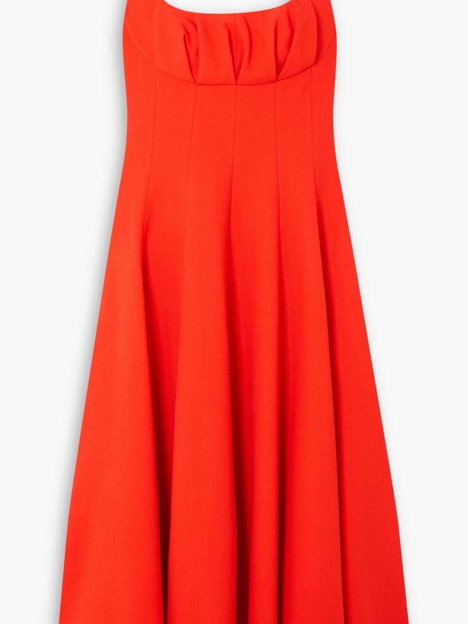 collins pleated wool-crepe midi dress