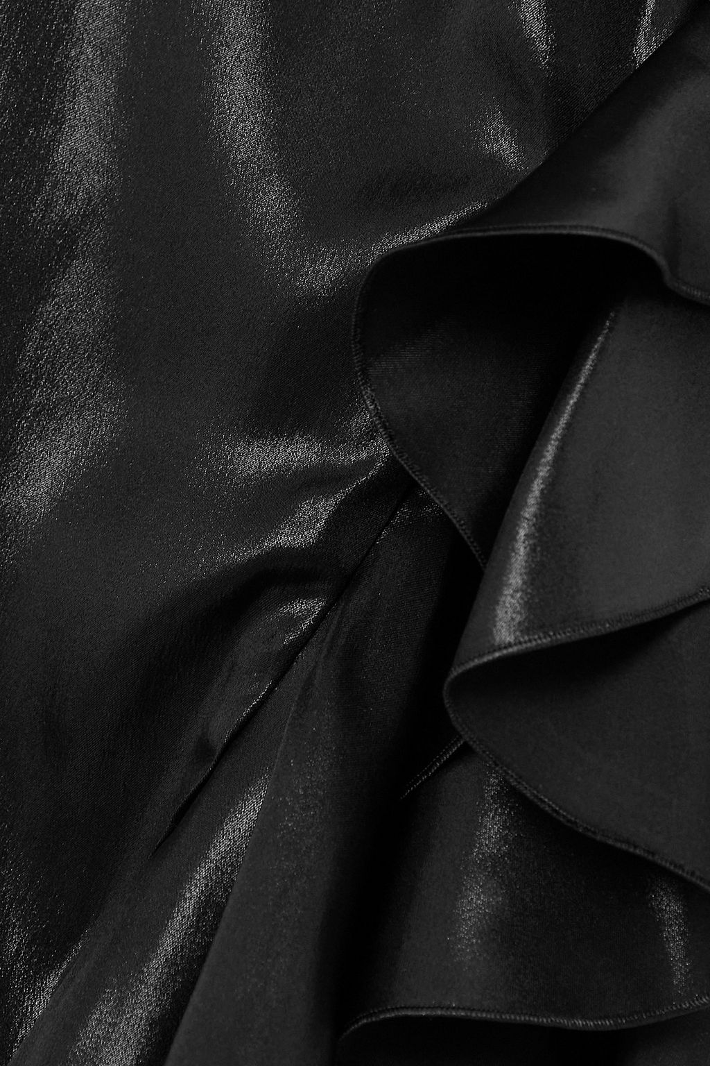 ALESSANDRA RICH Asymmetric ruffled satin midi dress
