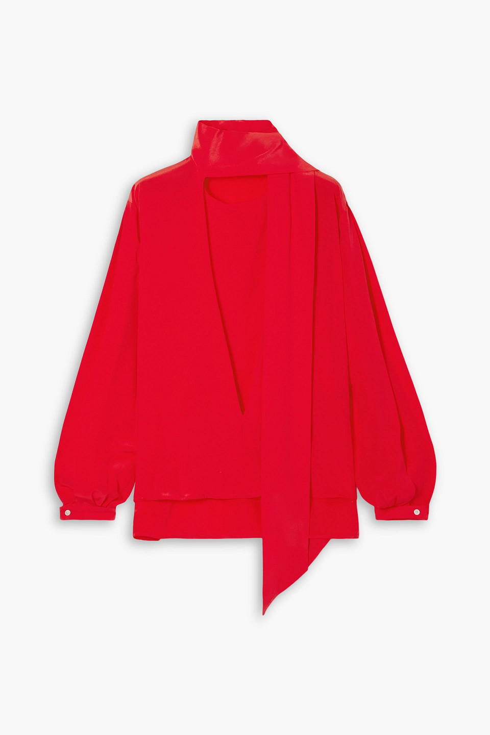 Victoria Beckham Tie-detailed Silk Crepe De Chine Blouse In Tomato Red