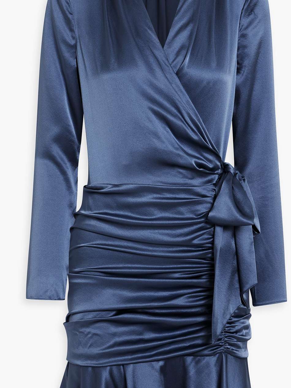 agatha wrap-effect stretch-silk satin mini dress