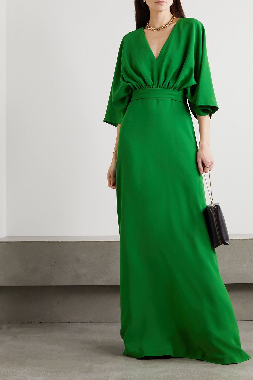 ELIE SAAB Ruched cady gown