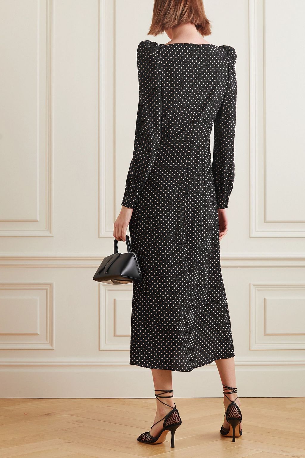ALESSANDRA RICH Ruffled polka-dot silk-crepe midi dress