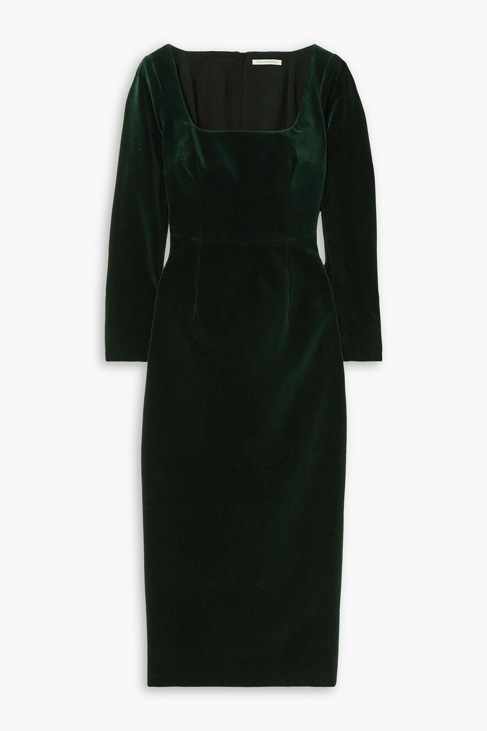 Shop Emilia Wickstead Nyla Cotton-velvet Midi Dress In Dark Green