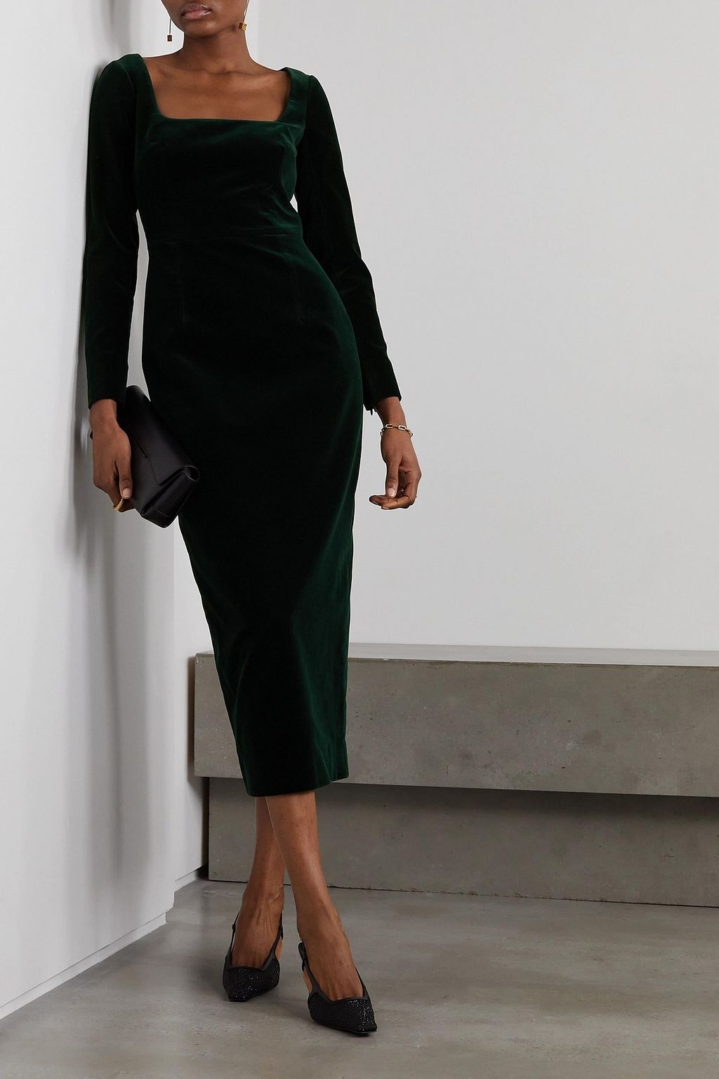 EMILIA WICKSTEAD Nyla cotton-velvet midi dress