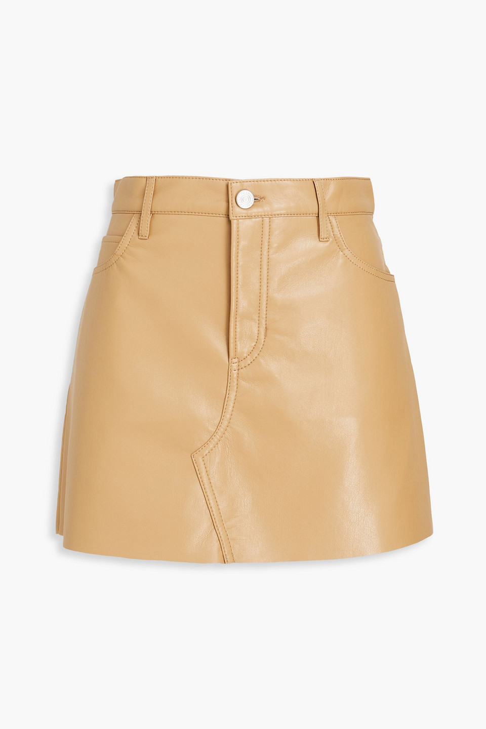 Frame High N Tight Leather Skirt In Light Camel