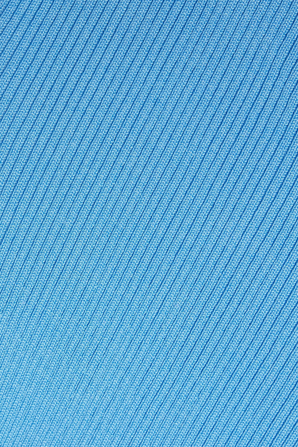 Oscar De La Renta Ribbed Silk-blend Turtleneck Top In Sky Blue