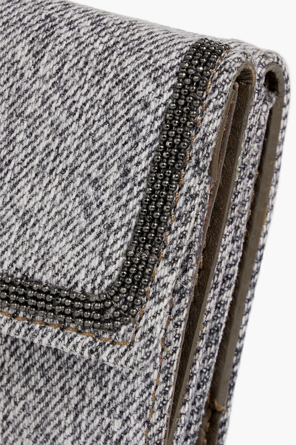 BRUNELLO CUCINELLI Bead-embellished tweed wallet