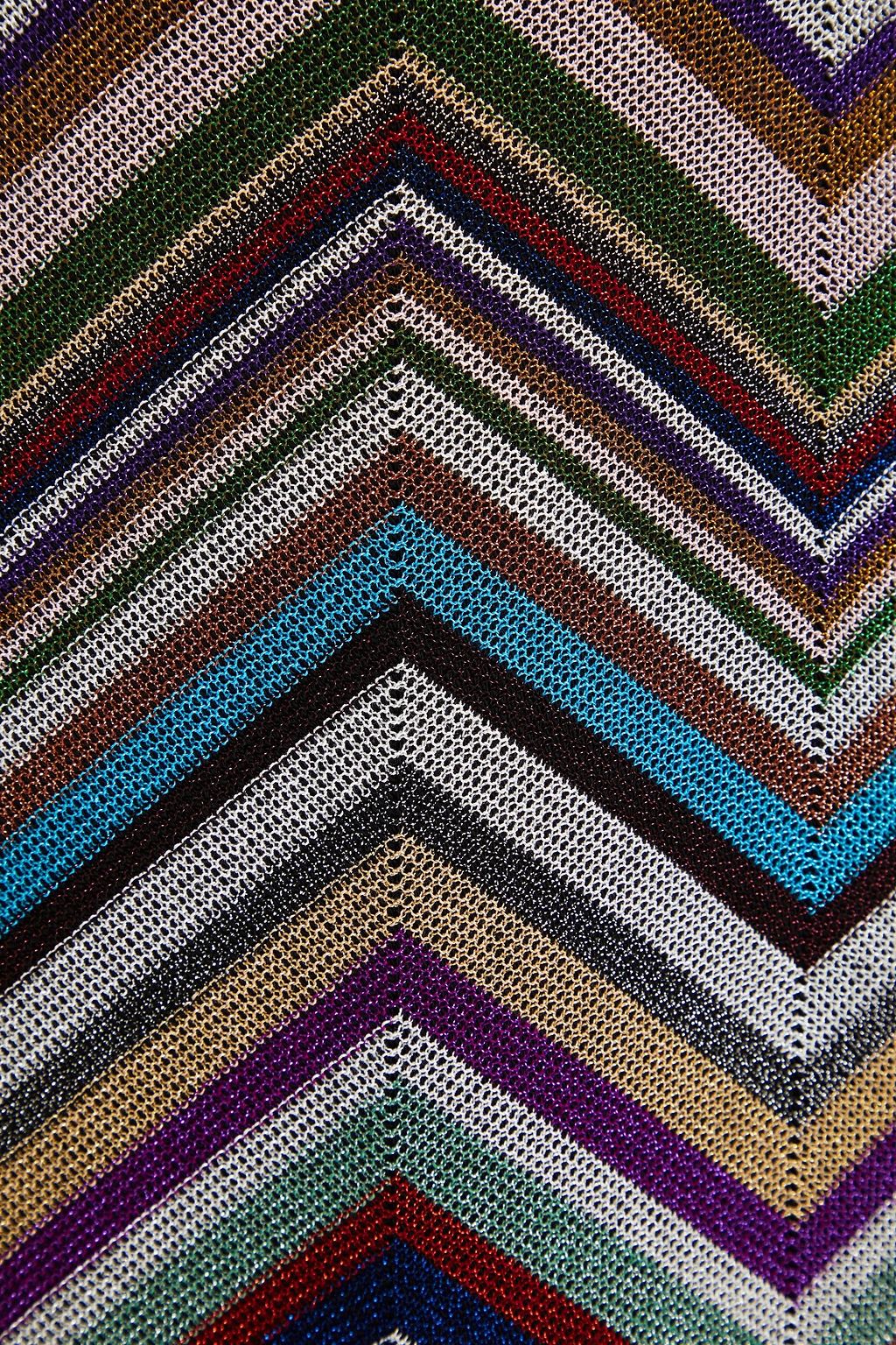MISSONI فستان قصير بياقة عالية من مزيج الصوف بحبكة كروشيه وبلون معدني