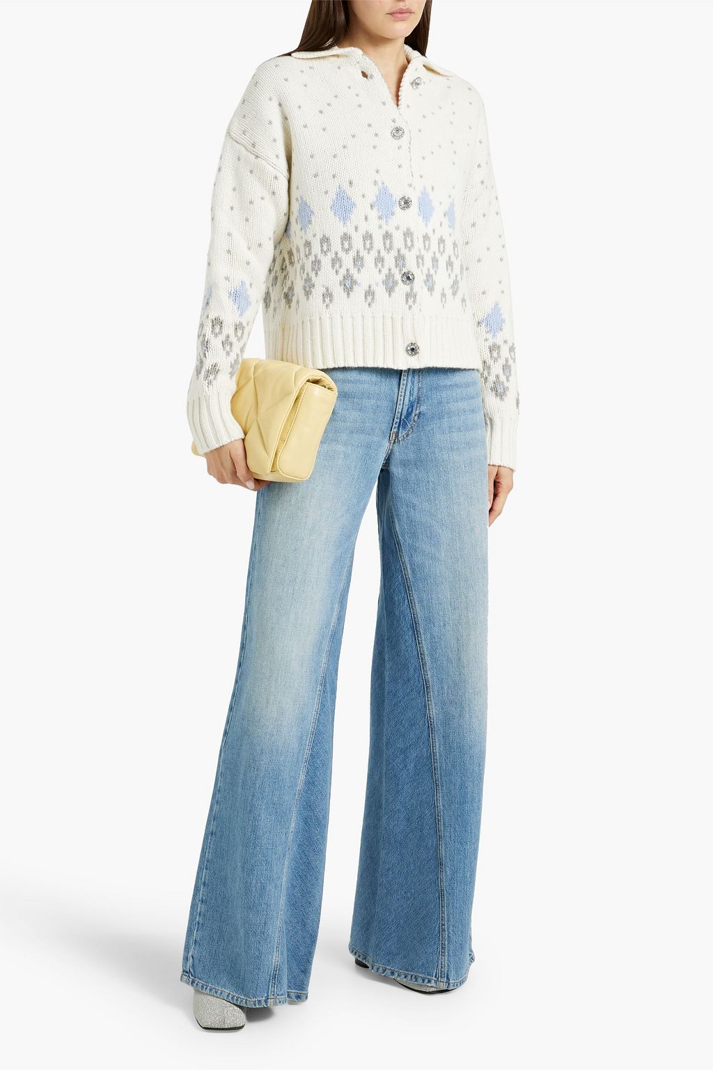 STINE GOYA Jacquard-knit wool-blend cardigan