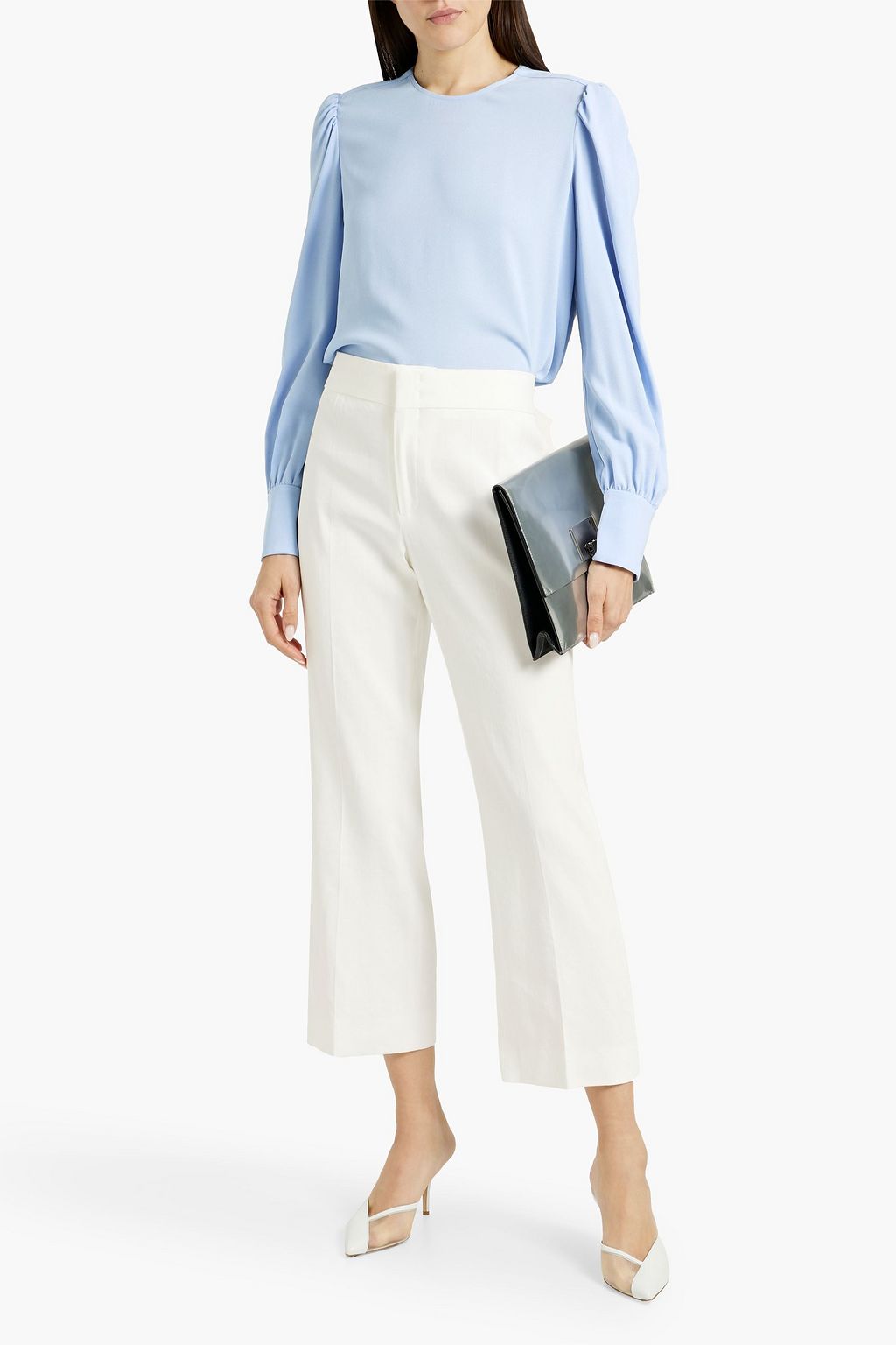 ANOTHER TOMORROW Hemp-blend kick-flare pants