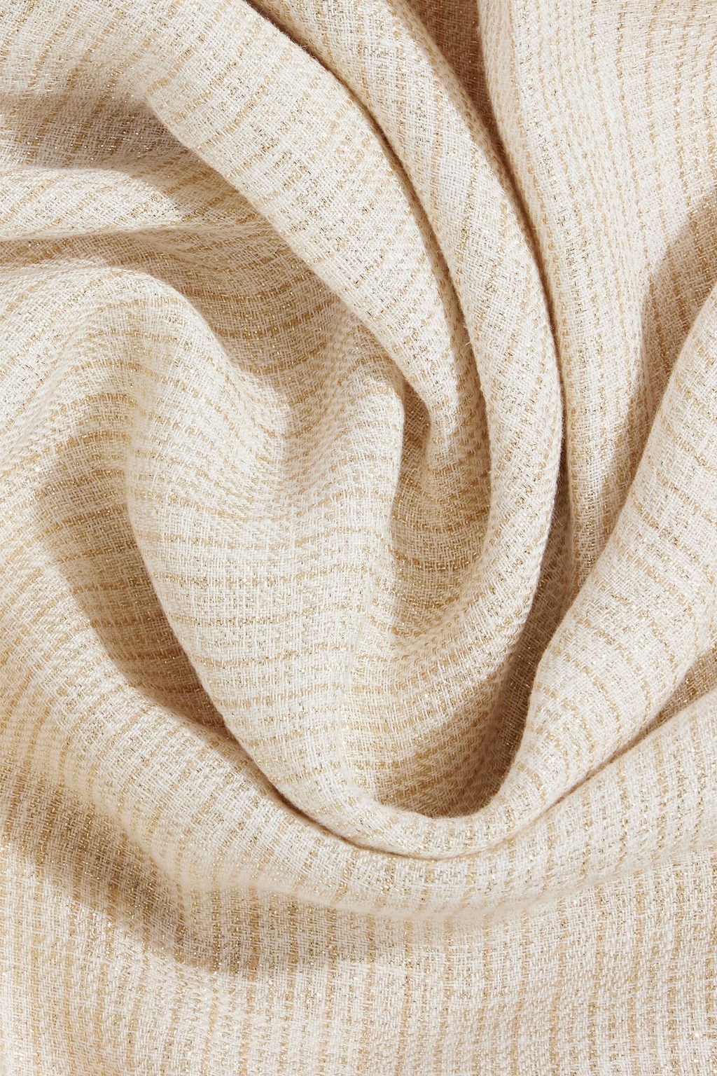 BRUNELLO CUCINELLI Fringed metallic linen-blend scarf