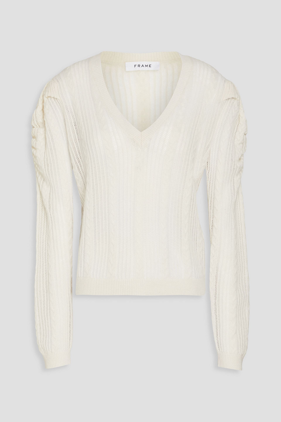 Frame Pointelle-knit Cashmere Jumper In Ivory