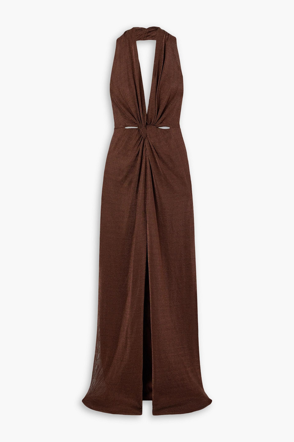 Costarellos - Ambrie cutout metallic jersey halterneck gown - Metallic - DE 38