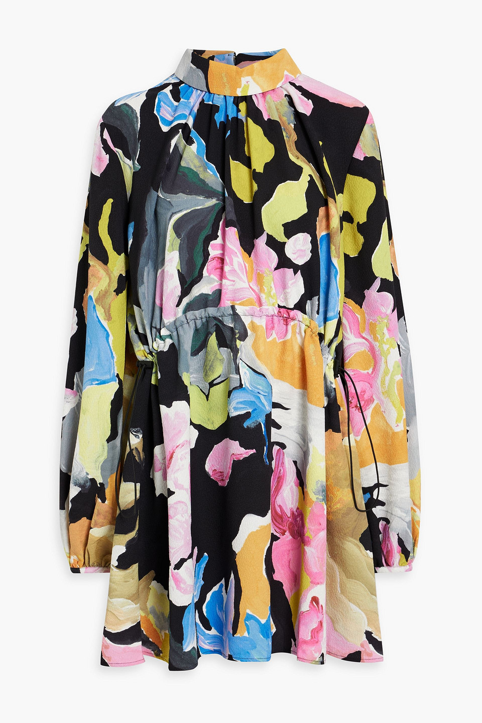 Stine Goya Rikke Printed Crepe Mini Dress In Black