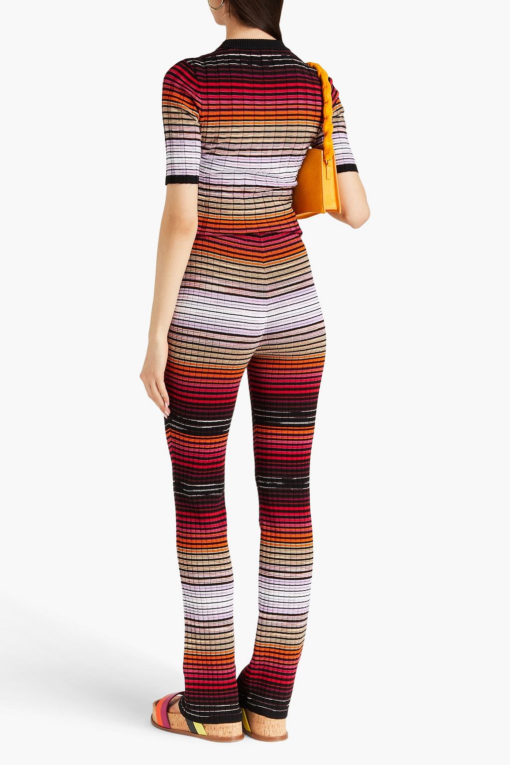 MISSONI بنطلون بقصة بوت كت من نسيج محبوك بتصميم مضلع مخطط