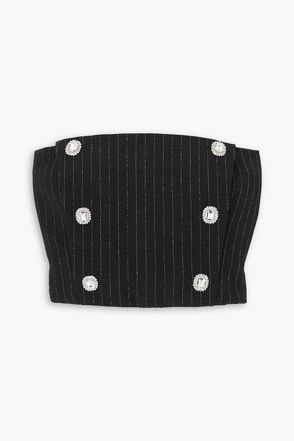 Alessandra Rich Pinstripe Strapless Bandeau Top - Women's - Virgin Wool/polyester/polyamide/viscosepolyamidespandex/ In Black