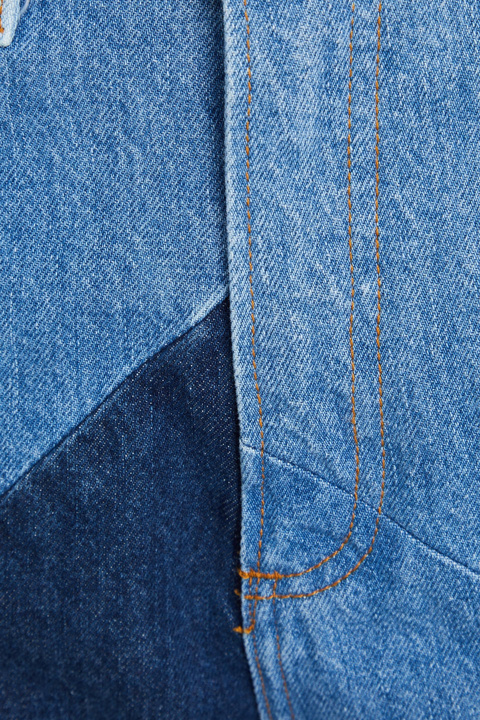Frame High N Tight Patchwork High-rise Straight-leg Jeans In Mid Denim