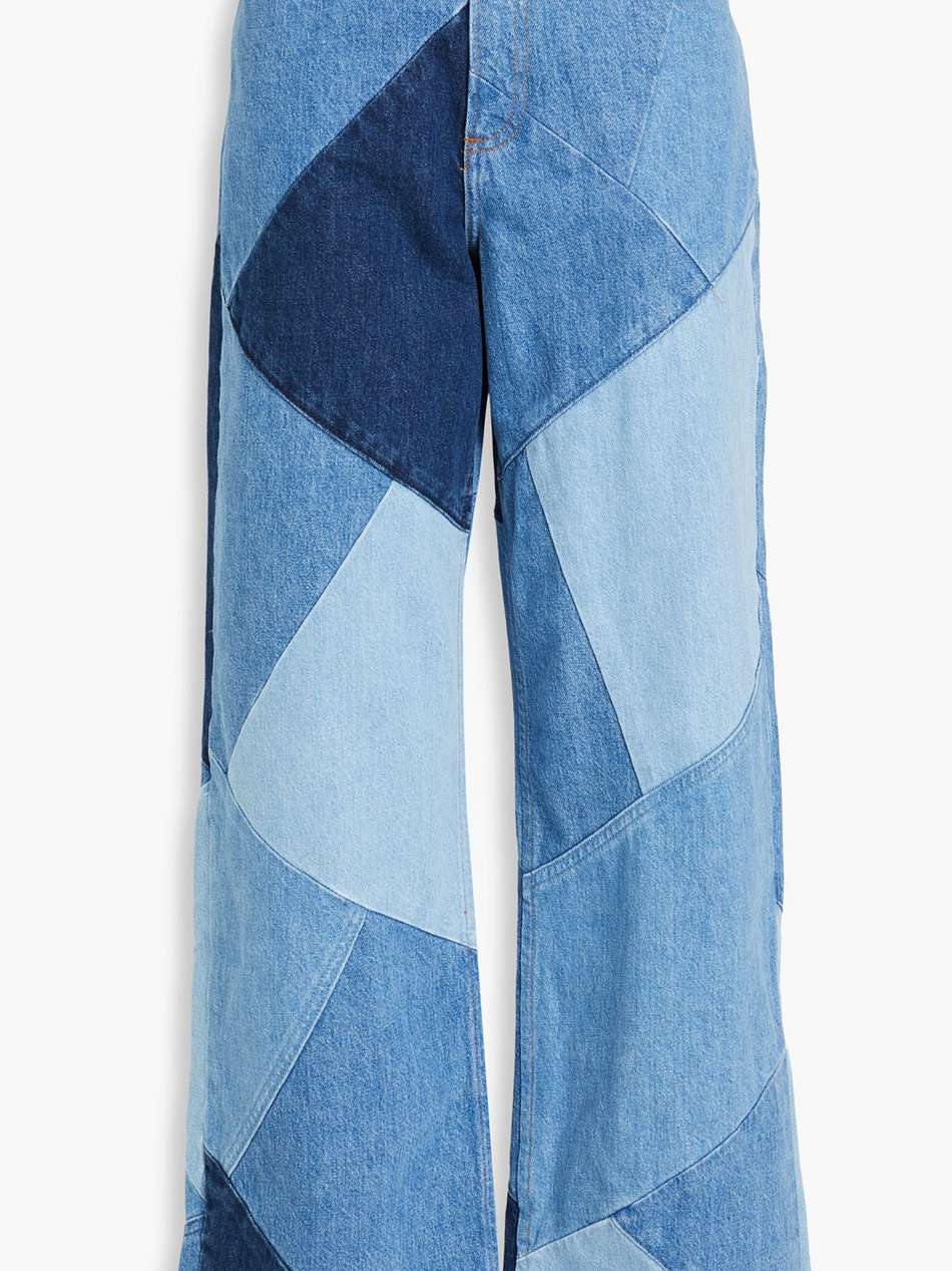 high n tight patchwork high-rise straight-leg jeans
